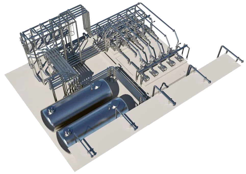 3D piping and vessel model prepared by AHLS engineering